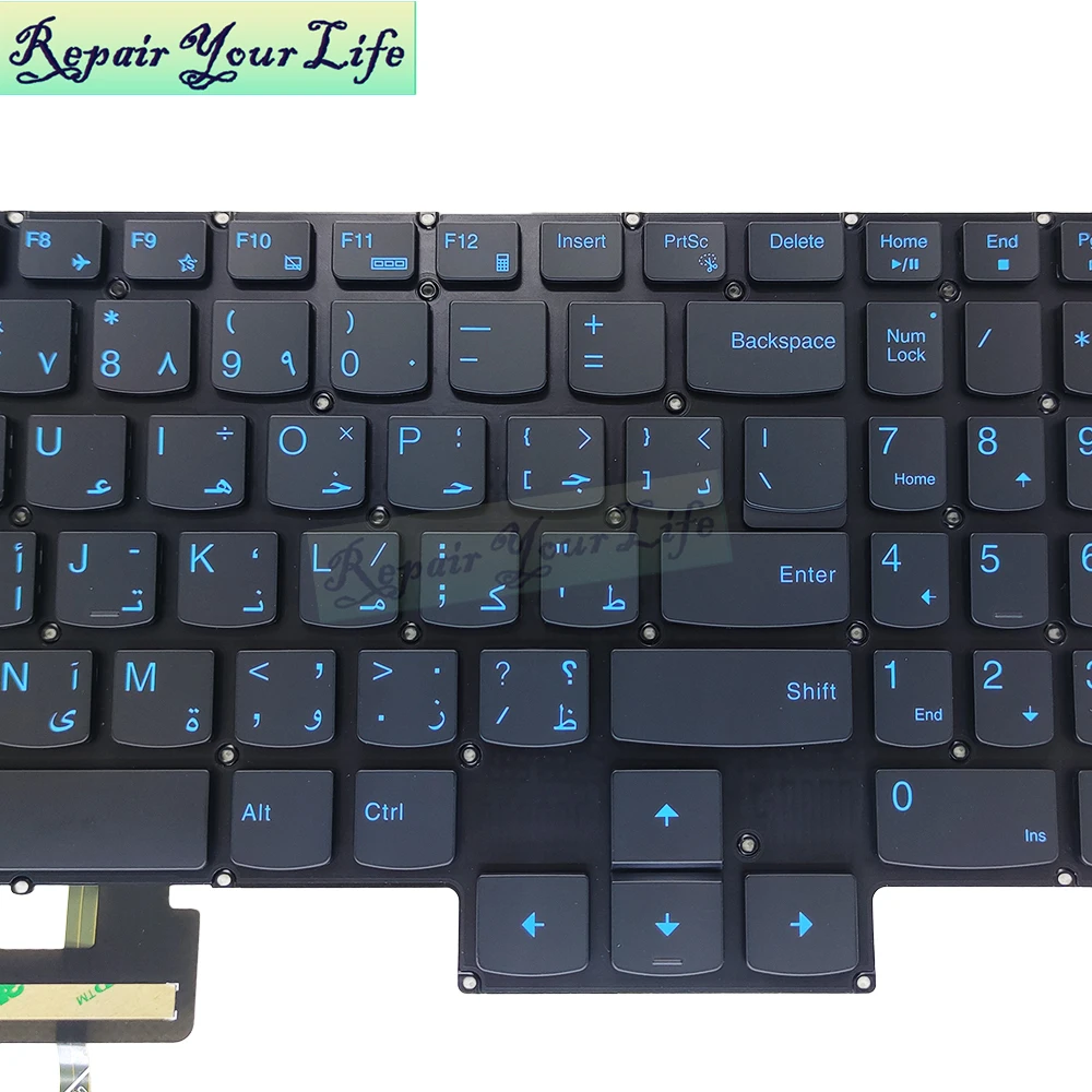 árabe, francês, russo, AZERTY, luz de fundo