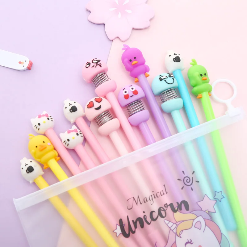 24 Набор гелевых ручек для смешивания, 12 шт., Kawaii, мультяшный креативный единорог, милые корейские школьные цветные ручки, офисные канцелярские принадлежности с мешочком для карандашей - Цвет: 24