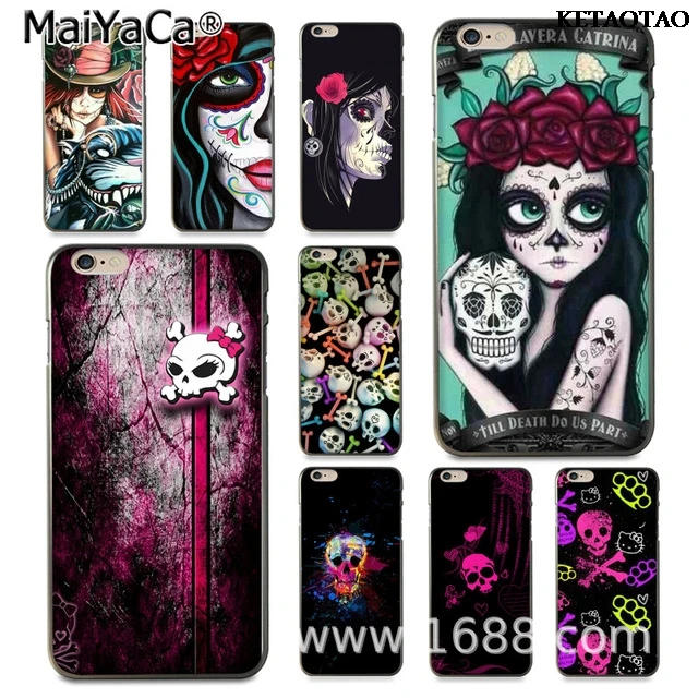 KETAOTAO Girly черепа в готическом стиле для iPhone 4S 5C 5S 6S 7 8 Plus X XR XS MAX Samsung черная мягкая