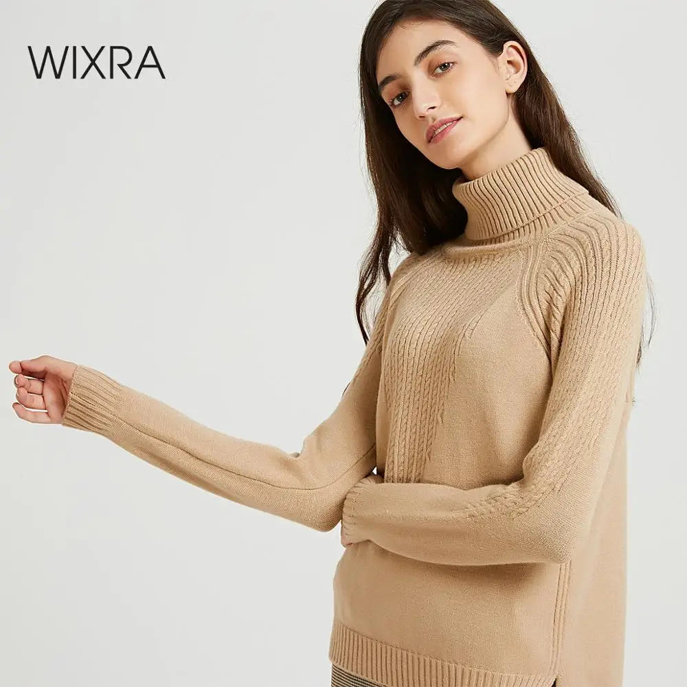 

Wixra Women Casual Sweaters And Pullovers Thick Warm 2019 Autumn Winter Soft Turtleneck Solid Knitted Sweater