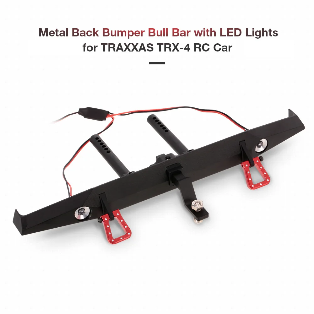 

High Quality Metal Back Bumper Bull Bar with LED Lights for TRAXXAS RC Car Off-road Rock Crawler Truck Parts