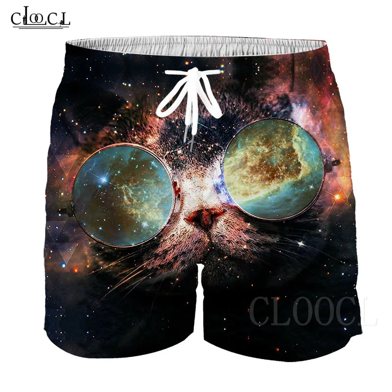 

New Sunglasses Cat Pattern Kids Shorts For Boys Girls Space Cat 3D Print Cute Toddler Shorts Casual Streetwear Children's Pants