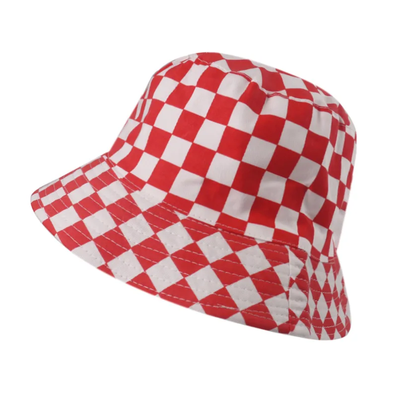 Bucket Hat Two-sided Harajuku Black White Check Fisherman Ladies Sun Hat Male Women Street Hip Hop Cap