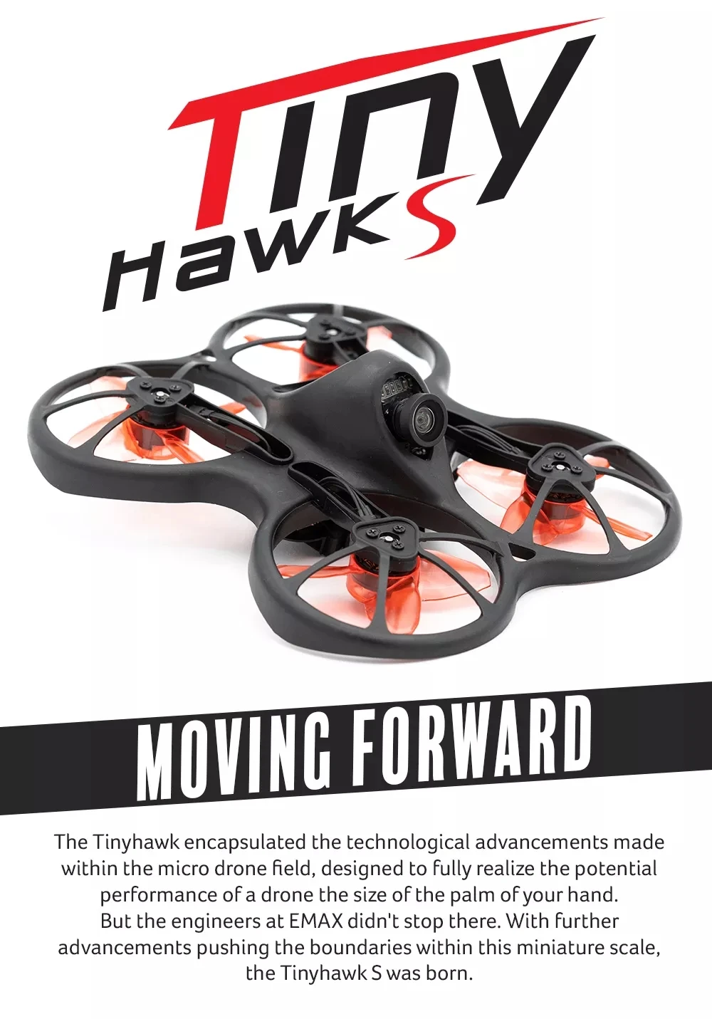 Лидер продаж RC вертолет EMAX Tinyhawk S 75 мм F4 OSD 1-2S микро Крытый FPV гоночный Дрон BNF 600TVL CMOS камера щётки