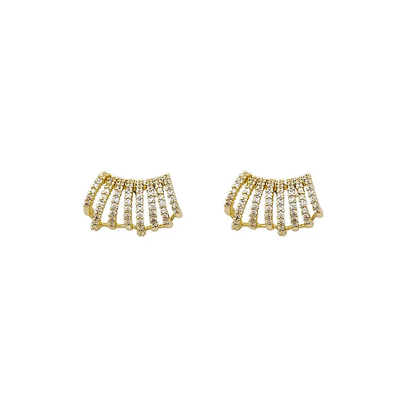 2021New Trend Gold Metal Inlaid With Diamonds Stud Earrings For Women Korean Fashion Women Earrings Party Classic Jewelry Gifts