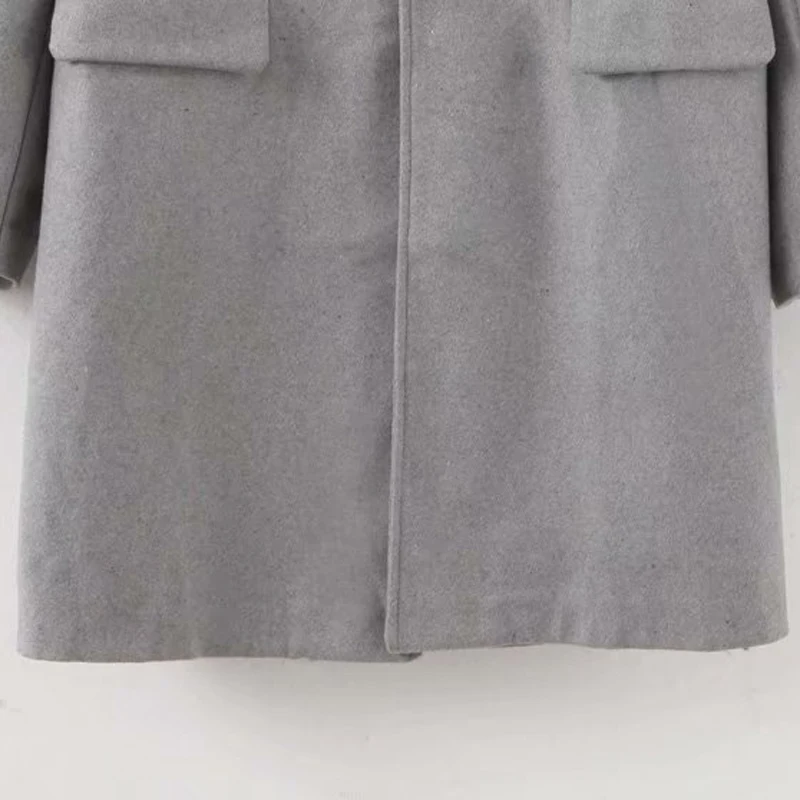 ZOEPO Single Button Wool Coats Women Fashion Autumn Winter Solid Jackets Women Elegant Pocket Long Sleeve Coats Female Ladies JN