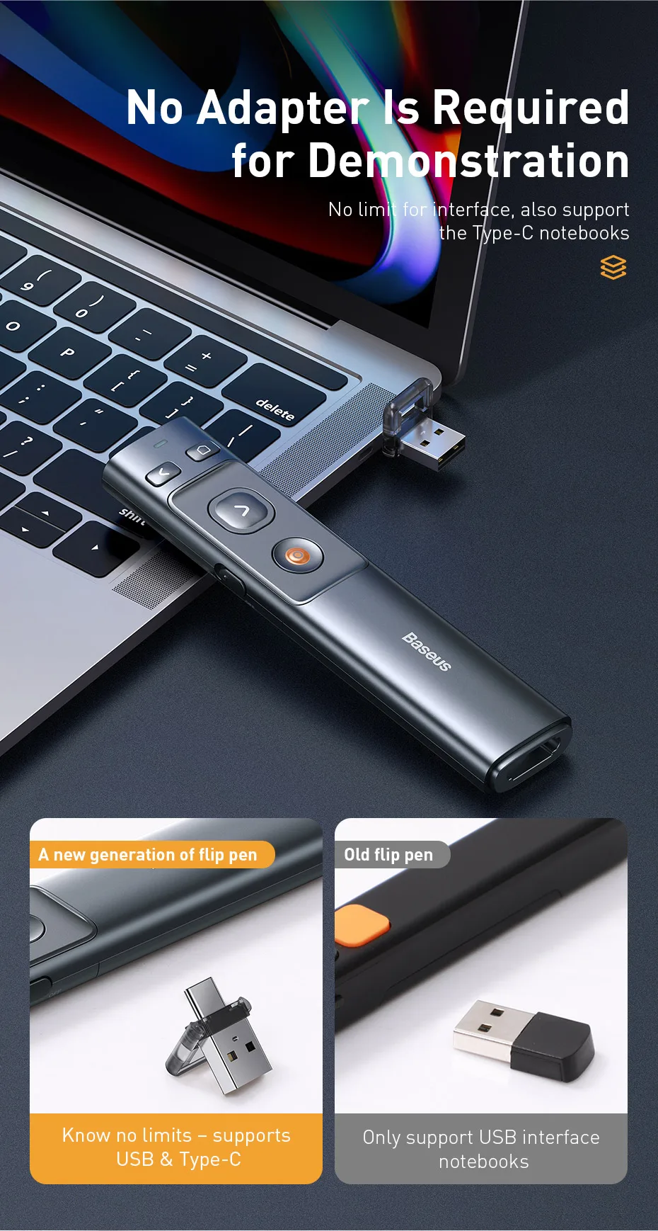 Baseus Pointeur laser usb telecommande de presentation-3
