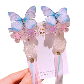 

New Girls Bowknot Headdress Tassel Step Shake Hairpin Girl Costume Hanfu Ancient Style Hairpin 2020 Newest Arrival