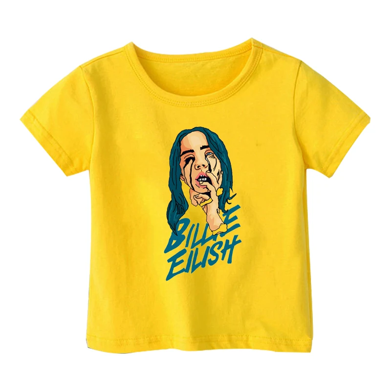 Billie Eilish1 Billie Eilish/топы для девочек, детские футболки в стиле Харадзюку повседневные хлопковые рубашки для малышей, модные детские футболки с короткими рукавами - Цвет: Billie Eilish1