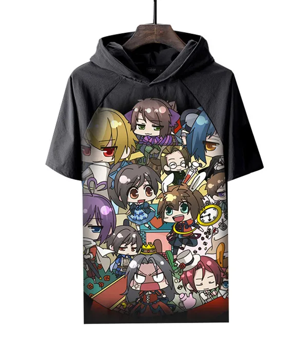 Style2 Футболка с изображением в стиле аниме косплея Hakuouki Hakuoki с капюшоном и изображением героев мультфильмов мульти-стиль Короткие Тошизо Хиджиката Сайто Хаджиме Косплэй Motivs Аниме футболки - Цвет: Style2