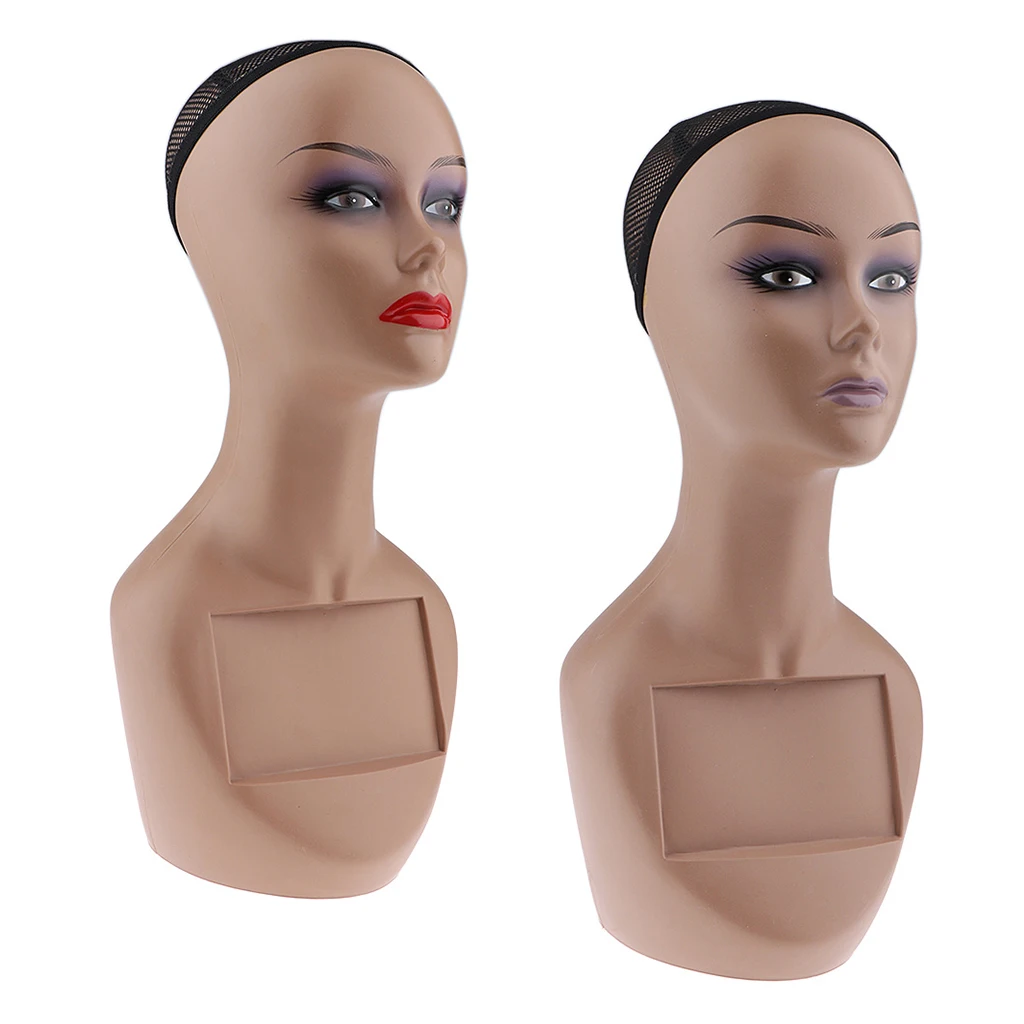 2pcs Female Mannequin Head with Shoulder for Wigs, Hats, Sunglasses Jewelry Display