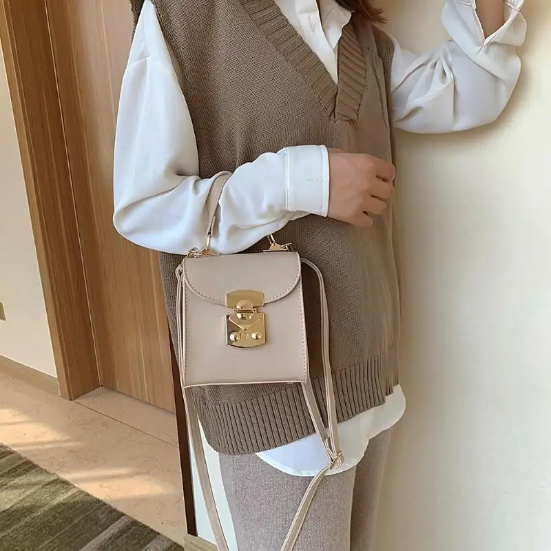 Женская модная классическая мини-сумка через плечо, Женская однотонная сумка из искусственной кожи на плечо с верхней ручкой, повседневная сумка на плечо