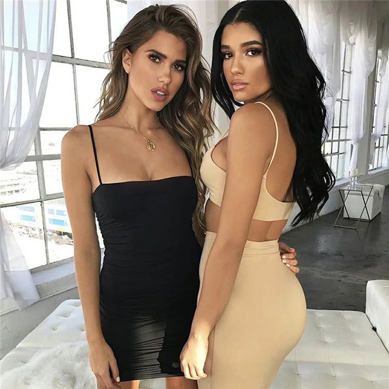 Solid Mini Sexy Dress Sheath Summer Sexy Women Dress Off Shoulder Backless Club Party Sexy Wrap Dress Spaghetti Strap Dresses