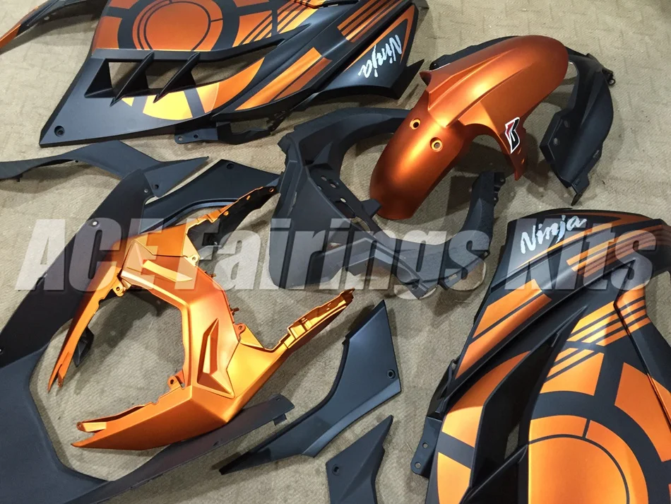 ABS обтекатель комплект для Kawasaki Ninja300 EX300 300R 2013, 13, 14, 15, 16, 17, Обтекатели orange черный матовый