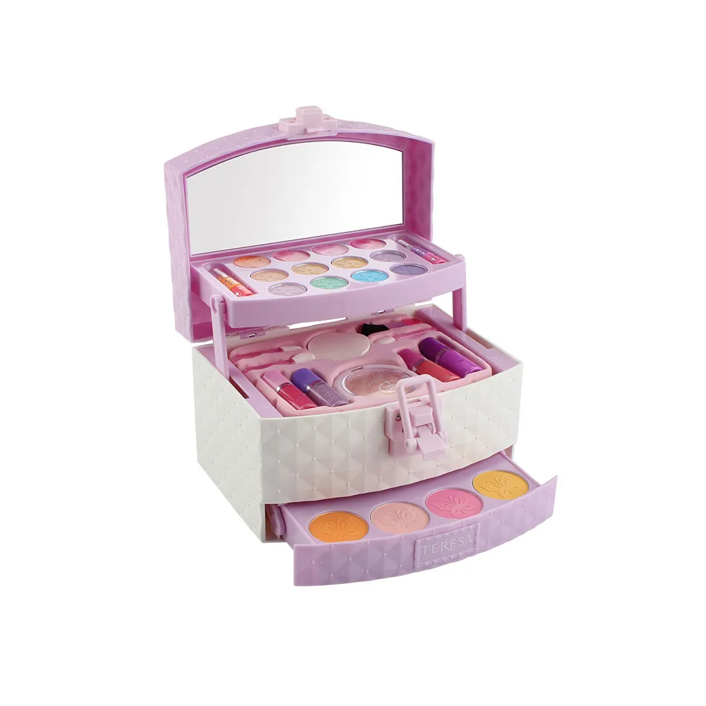 Игрушки для макияжа для девочек, мини-косметический Чехол, маленькая сказочная принцесса, моющаяся палитра для макияжа и ногтей, игрушечное зеркало для девочек