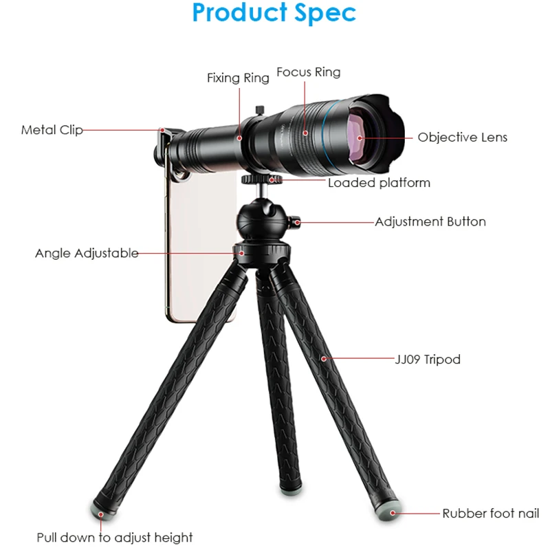 APEXEL Optional HD 60X Metal Telescope Telephoto