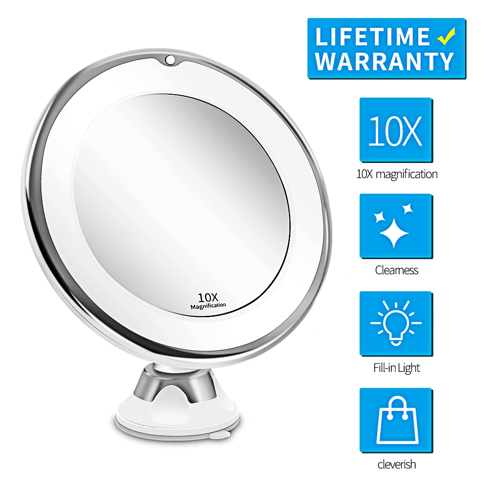 Светодиодный светильник зеркало для макияжа с 10-кратным увеличением светодиодный светильник s косметический светильник ed косметическое зеркало портативный ручной косметический 10 X светодиодный s зеркал