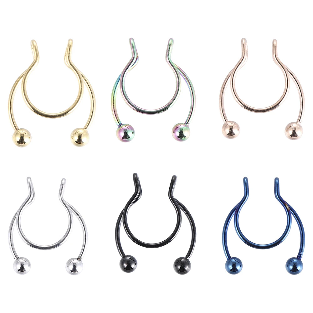 vaardigheid praktijk Appartement 1Pcs Nose Clip Fake Septum Piering Nose Rings Punk Non Piercing Clip on Hip  Hop Rock Stainless Steel Fashion Non Perforation|Body Jewelry| - AliExpress