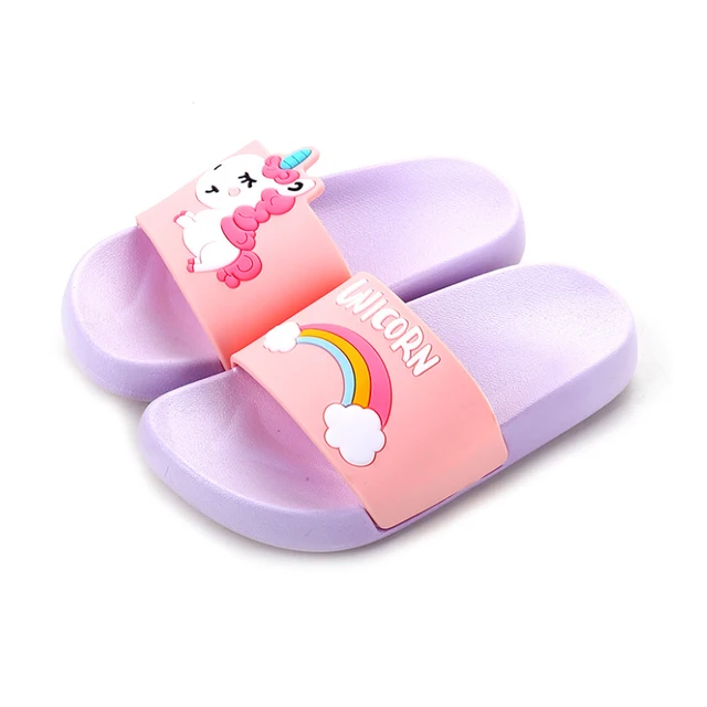 New Unicorn Slippers Boy Girl Summer Kids Rainbow Indoor Slippers Non-Slip Beach Sandals Toddler Home Shoes Baby Flip