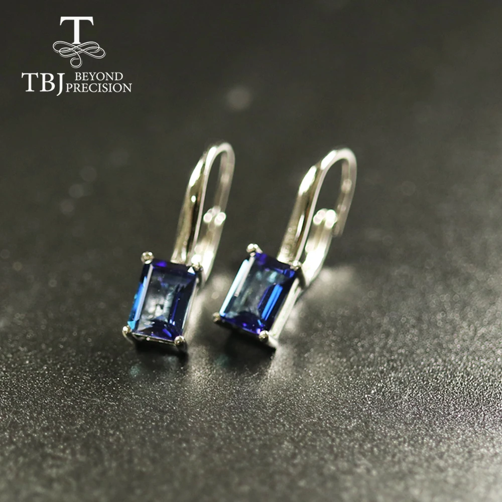 Маленькая простая серьга с топазом, серебро 925 пробы с натуральным розовым топазом, голубой топаз, драгоценный камень, ювелирные изделия для девочек, лучший подарок от tbj - Цвет камня: blue topaz