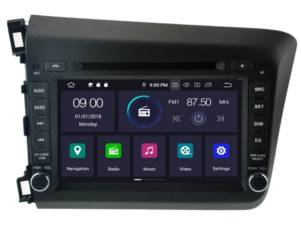RUISO 4g+ 64g 8-Core автомобильный DVD плеер Android 9,0 для HONDA NEW CIVIC автомобильный мультимедийный DVD Авто Радио Стерео 1080P GPS wi-fi DVR dab obd ips