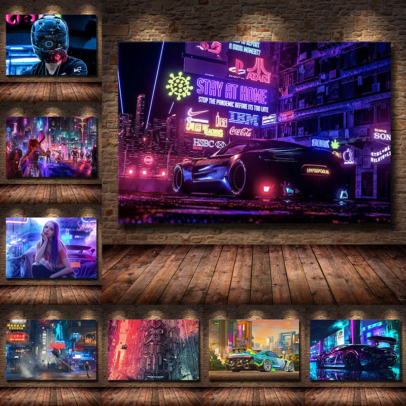 Modern Cool Cyberpunks Canvas Painting Posters and Prints Wall Art Picture for Livinig Room Boys Bedroom Home Decoration Cuadros | Дом и сад