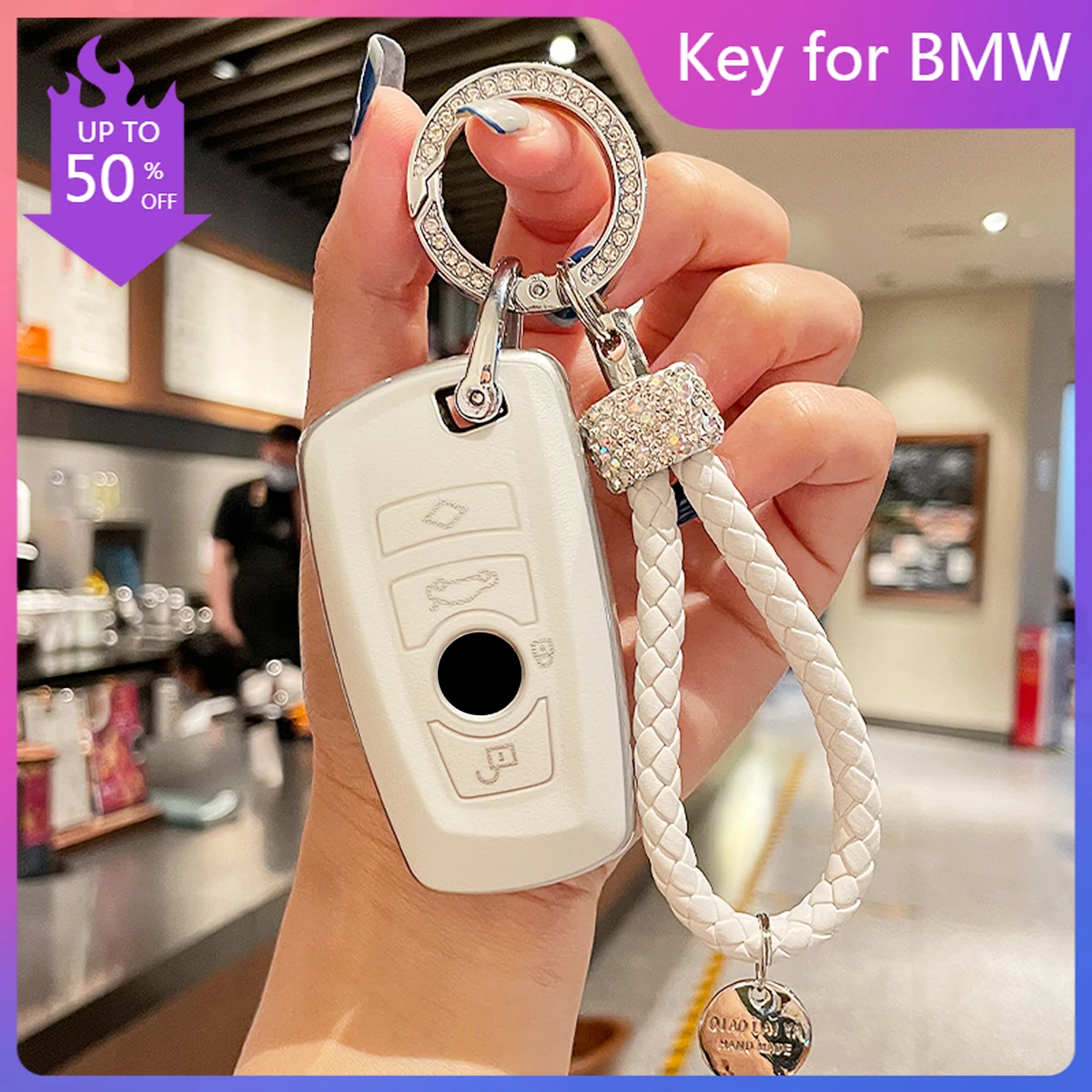 White TPU Car Key Case Fashion Auto Remote Shell Cover Keychain Women for BMW E90 F30 E88 520 525 1 3 5 X3 X5 Styling | Автомобили и
