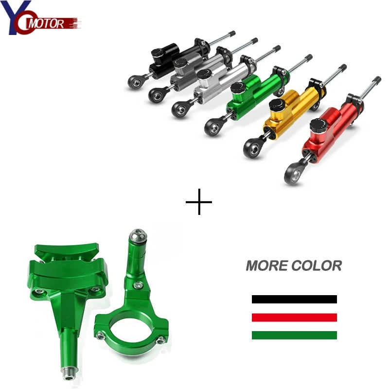 New Green/Black For KAWASAKI Ninja 400 2018-2019 CNC Accessories Aluminum Motorcycle Steering Stabilize Damper&Bracket Mount Kit