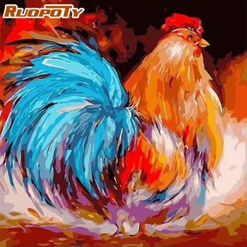 

CHENISTORY Blue Tail Cock Painting By Numbers Modern Home Decoration Framed Oil Paint Acrylic Paint By Numbers On Canvas Picture