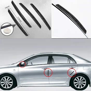 

4pcs Car Door Anti-collision Strip Universal Carbon Fiber Protector Auto Trim Edge Guard Rearview Mirror Sticker