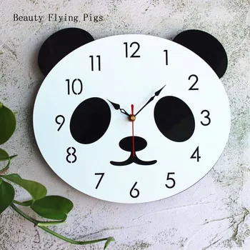 

Cartoon Panda wall clocks simple life Design Silent Home Cafe Office Wall Decor Clocks for Kitchen living room Large home watch