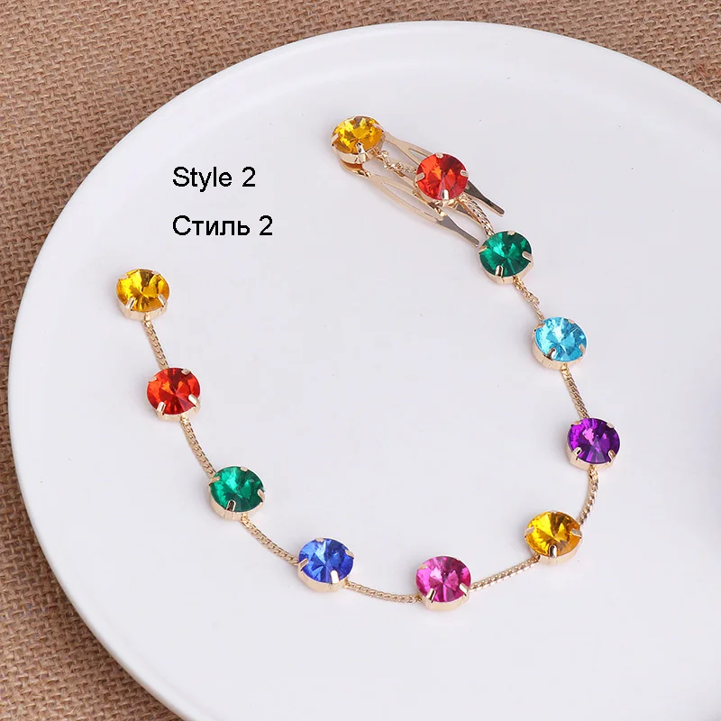 Индивидуальные стразы, длинный гребень для волос с кисточками, Разноцветные Алмазные бусины, заколки для волос, заколка для хвоста, аксессуары - Цвет: Style2-multi