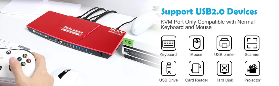 KVM переключатель kvm HDMI USB2.0 4-портовый переключатель KVM переключатель HDMI до 4K@ 60Hz управление 4 шт. Поддержка Unix/Windows/Debian дополнительный USB2.0