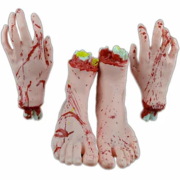 

Halloween Horror Props Bloody Hand Haunted House Terror Party Decoration Scary Fake Hand Finger Leg Foot Brain Heart