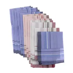 Mouchoir de poche en coton pour hommes, 12 pièces assorties, carré, doux, pour fête de mariage, Vintage 