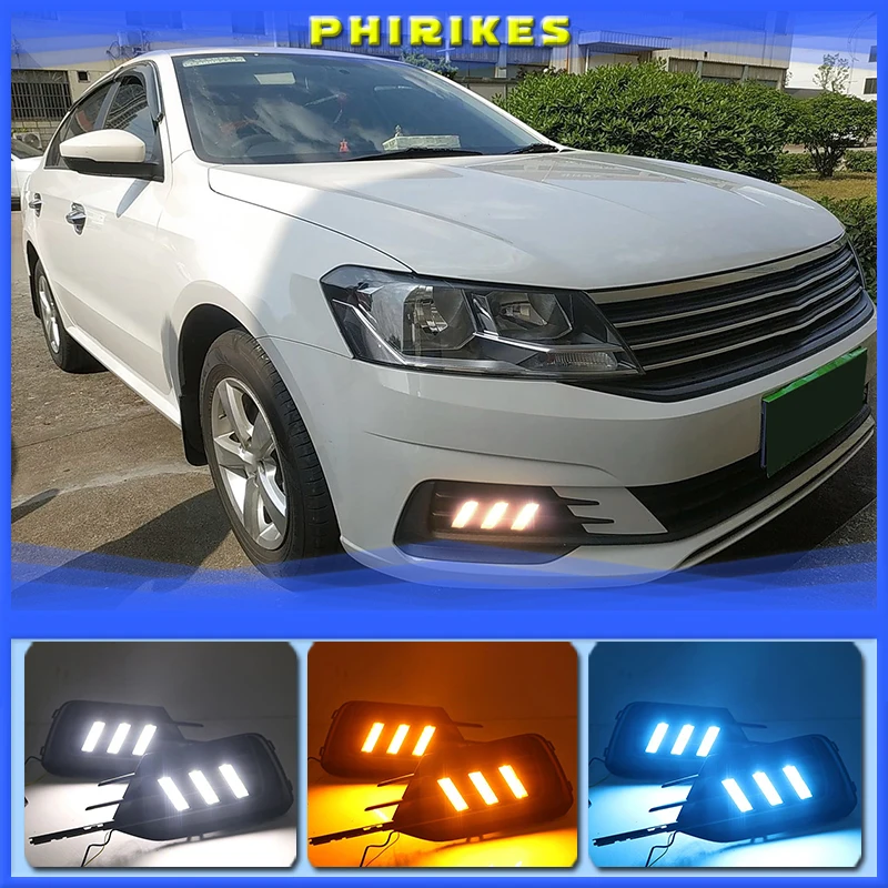 

1 пара для Volkswagen VW Lavida 2019 с желтым сигнальным светом Trun, синяя светодиодный чная Светодиодная лампа DRL, дневные ходосветильник