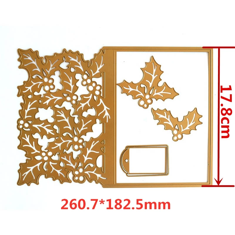 Изящное растение Холли, записываемое, оставьте ярлык для сообщений, рождественские предметы первой необходимости, популярная металлическая вырубка, штампы для скрапбукинга, альбом