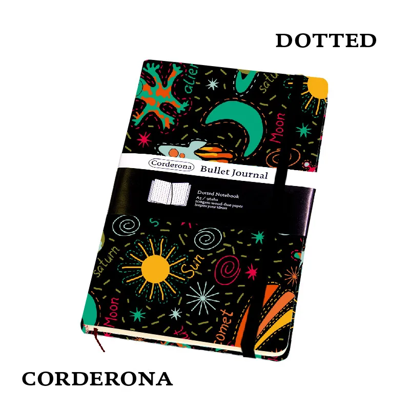 

Space Dot Grid Hard Cover A5 PU Bullet Notebook Elastic Band Travel Dotted Dropshipping