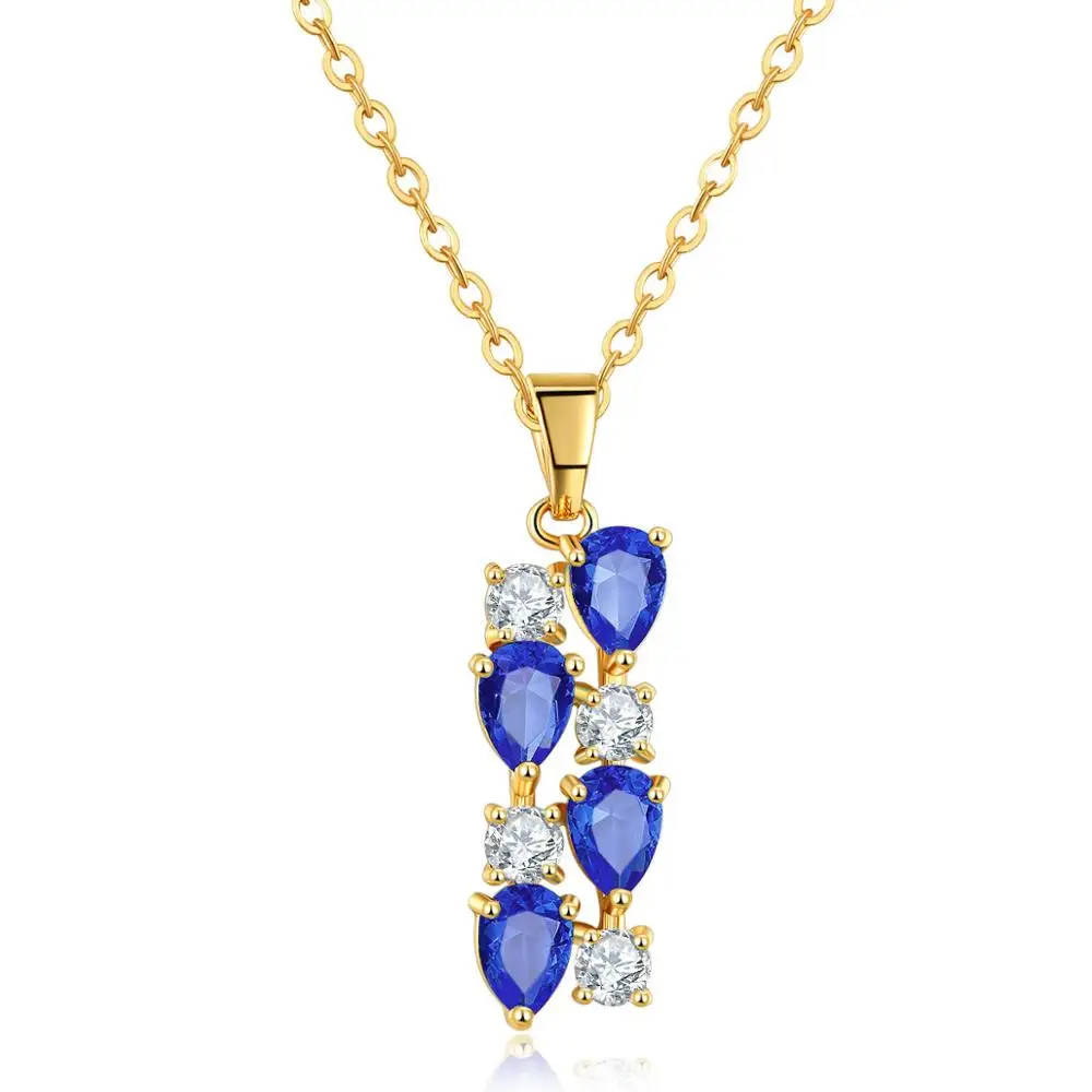 Necklace Gold-Blue Шарм Винтаж Мона Лиза стиль Разноцветный Кристалл Циркон модное ожерелье кольцо с подвесками серьги ювелирный набор подарок для женщин девочек - Окраска металла: Necklace Gold-Blue