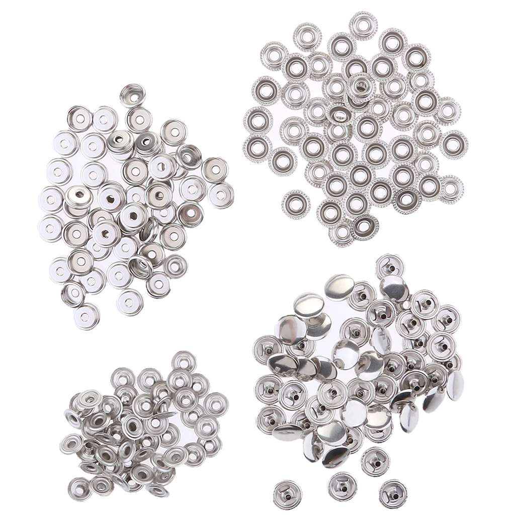 

100Pcs Stainless Steel Boat Canvas Fastener Snap Set Stud Cap Socket Kit