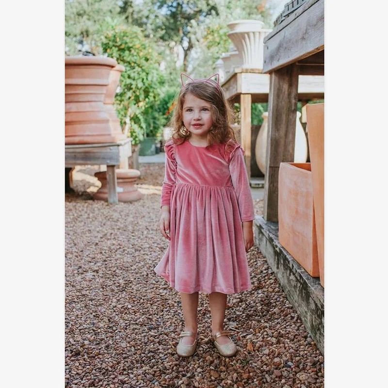 HE Hello Enjoy/осеннее платье для мамы и дочки платья с длинными рукавами для маленьких девочек одинаковые комплекты для семьи Одежда для мамы и дочки - Цвет: Розовый