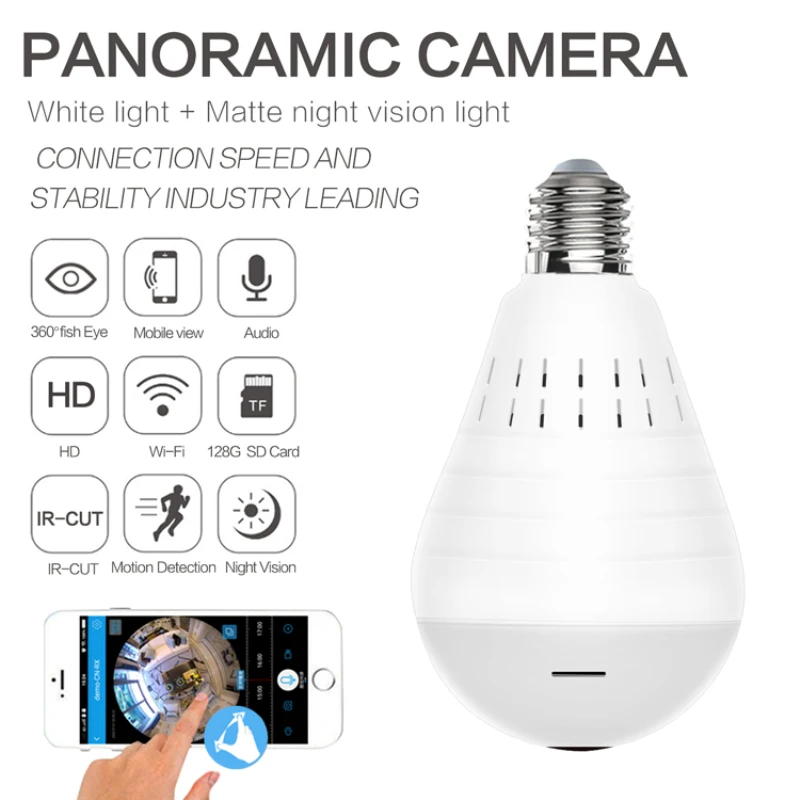 

960p 360 Security wifi Camera Lamp Panoramic Bulb IP CCTV onvi Video Surveillance Fisheye HD Night Vision Two Way Audio