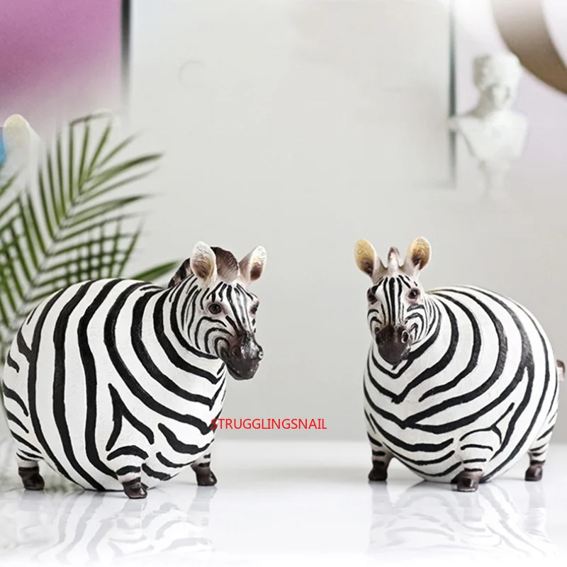 Interior Figurines Zebra Resin Animal Statue Kawaii Room Decor Desktop