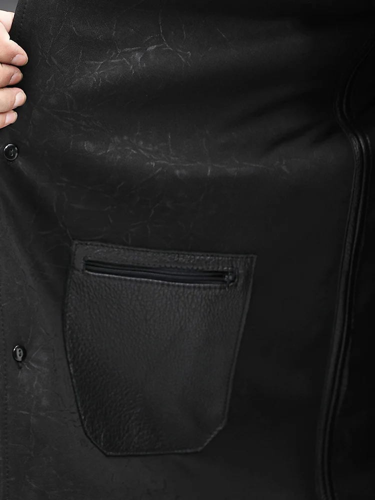 Мужская кожаная куртка на весну и осень из натуральной кожи Куртки с оленем