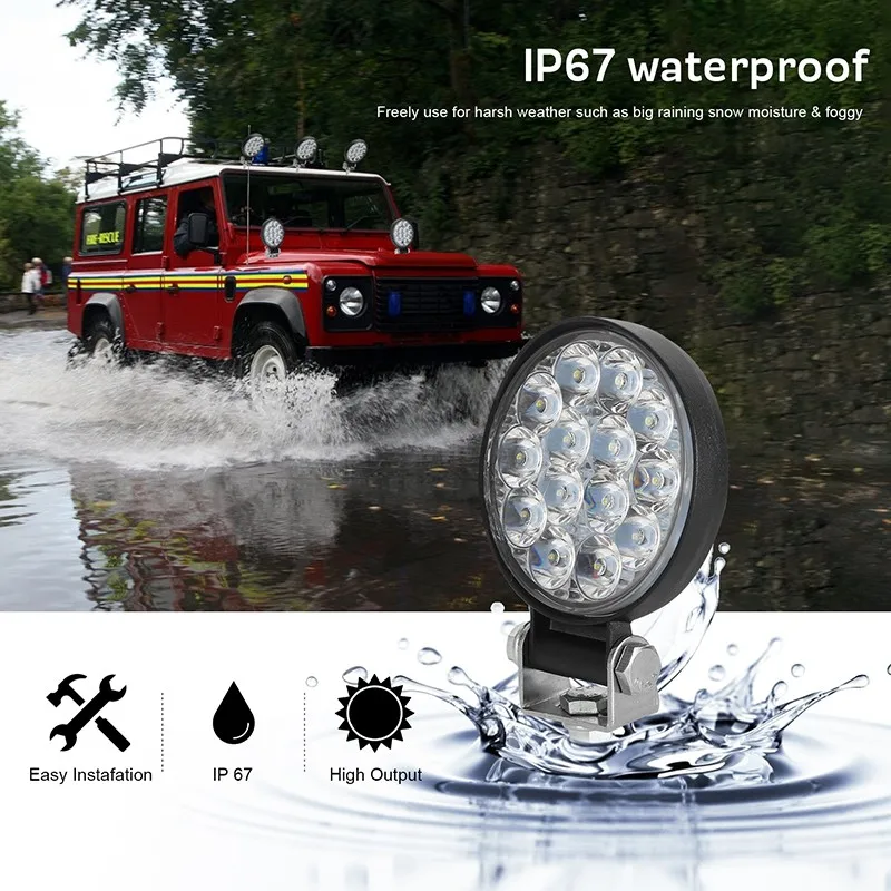 

140W 6000K 14000LM Circular Waterproof LED Work Light Car Headlight Bulbs for Off-Road Suv Boat 4X4 Jeep Truck Cars