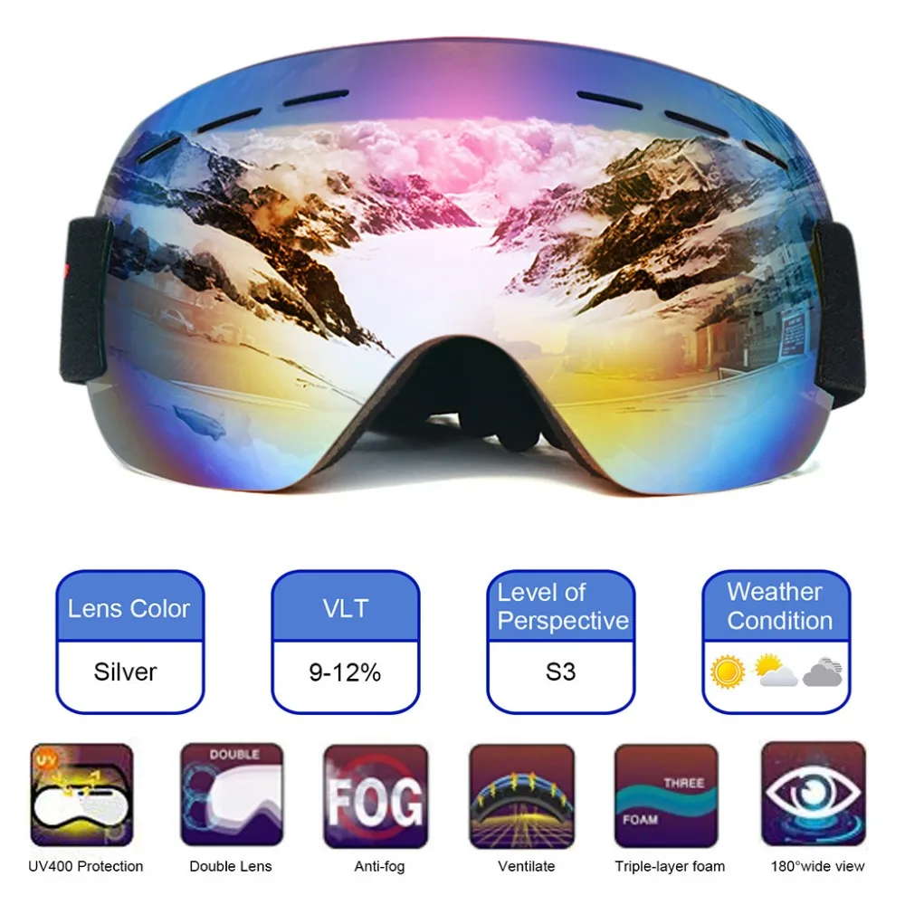 Новинка, лыжные очки для мужчин и женщин, очки для сноуборда, очки для катания на лыжах с защитой от уф400 лучей, лыжные очки, противотуманные лыжные маски