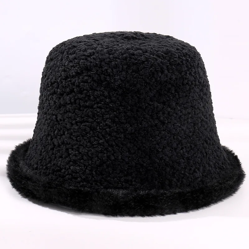 Faux Fur Fisherman Hat Solid Color 2021 Winter Unisex Fur Fisherman Hat Ladies Men's Bucket Hat Wool Outdoor Panama Hat best bucket hats Bucket Hats