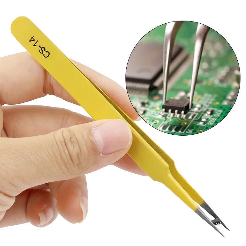 Anti-Static Stainless Steel Tweezers Set 1PC For Electronics Phone Repairing Tool Eyebrow/Eyelash Tweezers tweezer tool precision tweezers esd anti static tweezers phone repair tweezers