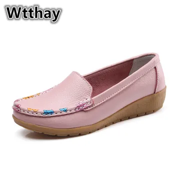 

2020 Women Shoes Flats Oxford Shoes Ballerina Flats Shoes Women Genuine Leather Shoes Moccasins Flower Loafers Non-slip Big Size