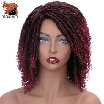 

6 Inch Synthetic Wigs for Black Women Crochet Braids Twist Jumbo Dread Faux Locs Hairstyle Short Afro Black Brown Hair